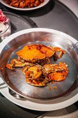 Large fried crab with chili sauce, Famous Singaporean recipe