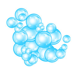 Realistic soap bubbles set isolated on the white background.