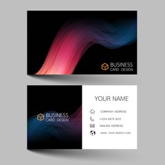Fototapeta premium Modern business card template design. Inspiration from the line abstract. Pink and black color on gray background illustration. Glossy plastic style.