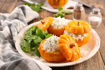 stuffed pumpkin and salad