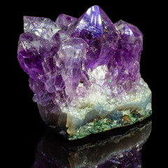 Natural amethyst druze on a black background