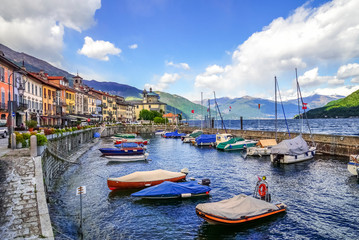 Fototapeta na wymiar Italy, Piedmont, Cannobio, harbor