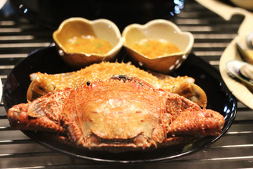 Sea Crab Steamed in Plate .With delicious sauce