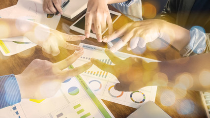 friend team businessman meeting show hand concede meeting