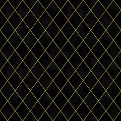 Fototapeta premium Black argyle geometric watercolor velvet seamless pattern