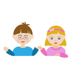 A child with Down syndrome.  Simple vector illustration. Print for leaflets, brochures, articles, posters