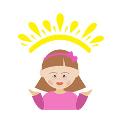 A child with Down syndrome.  Simple vector illustration. Print for leaflets, brochures, articles, posters