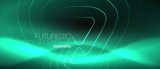 Dark black abstract background with neon colors and lines