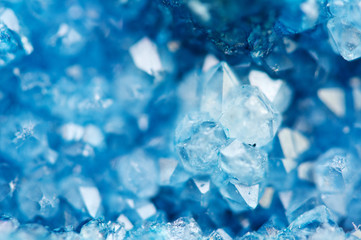 Beautiful texture of Blue crystals. mineral its blurred natural background. Winter Beautiful background.Macro closeup.