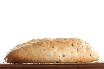 baked bread isolated on white background, side view