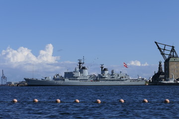 COPENHAGEN, DENMARK - AUGUST 26, 2018: View to the HDMS Peder Skram (F352) Ship