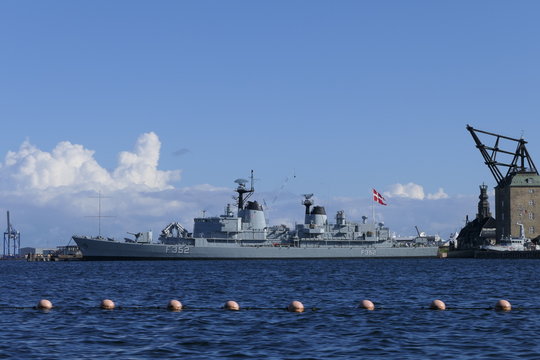 COPENHAGEN, DENMARK - AUGUST 26, 2018: View to the HDMS Peder Skram (F352) Ship