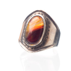 Jewelry, silver rings on white background