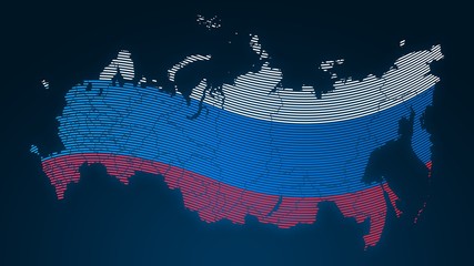 Obraz premium World communication - Russia - country flag - fingerprint dotted on black background