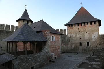 Fototapeta na wymiar Old castle, stone fortress in Kamianets-Podilskyi city in western Ukraine