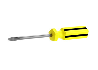 Yellow-black screwdriver isolated on a white background. 3d rendering