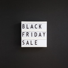 Black friday sale text on white lightbox
