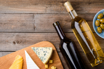 Wine, cheese and olives