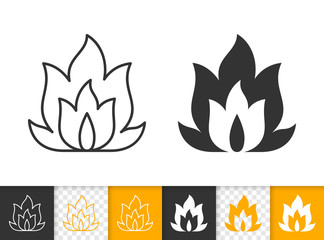 Fire simple flame bonfire black line vector icon
