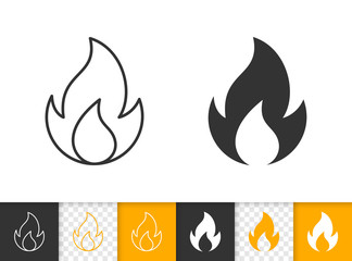 Fire simple flame bonfire black line vector icon