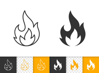 Fire simple flame bonfire black line vector icon