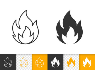 Fire simple flame bonfire black line vector icon