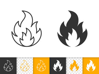 Fire simple flame bonfire black line vector icon