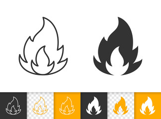 Fire simple flame bonfire black line vector icon