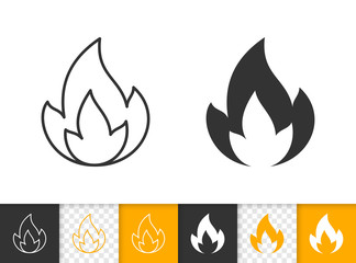 Fire simple flame bonfire black line vector icon