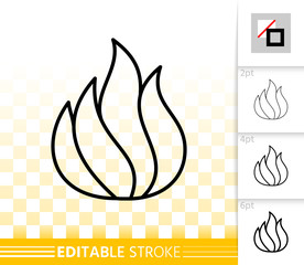 Fire simple flame bonfire black line vector icon