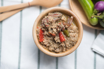 Thai traditional stew crab with coconut milk dip