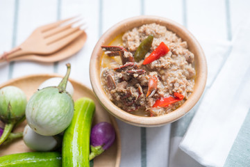 Salt crab and minced pork with soy bean sauce