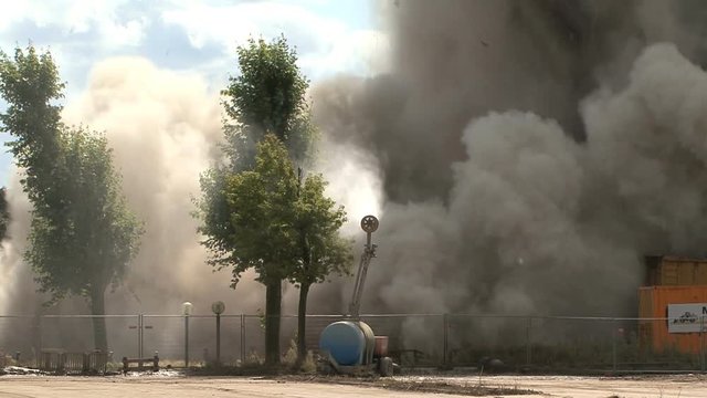 building blast exploding by detonation