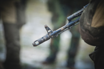 Fototapeta na wymiar Kalashnikov assault rifle barrel