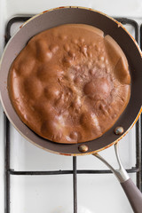 Not smooth chocolate pancake