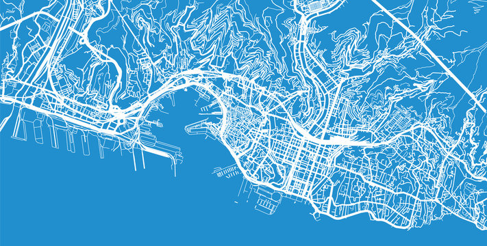 Urban vector city map of Genoa, Italy