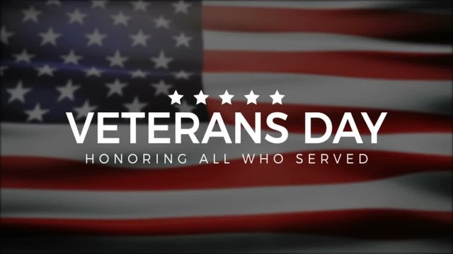 Veterans Day, Honoring all who served, USA Flag, HD animation, web 4K banner. Remember and honor