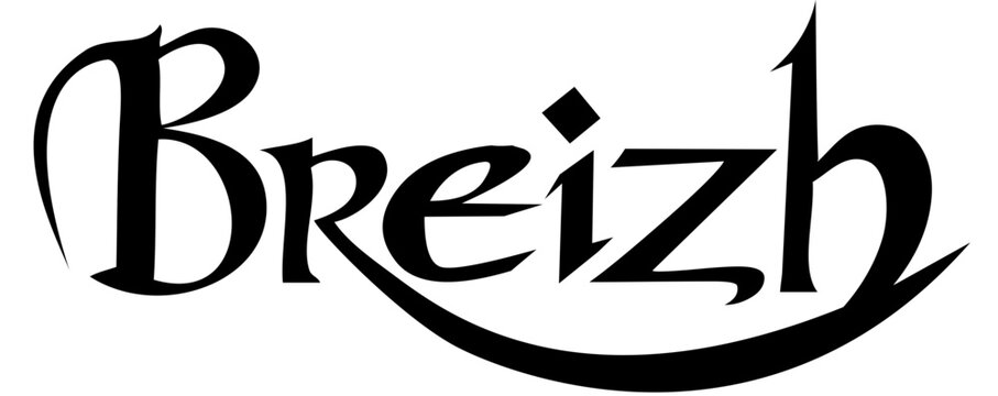 Vector flag of Brittany waving on wind isolated on white background