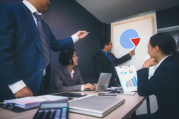 Corporate business team people meeting good teamwork in office. Teamwork successful Meeting Workplace strategy Concept.