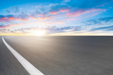 Sky Highway Asphalt Road and beautiful sky sunset scenery