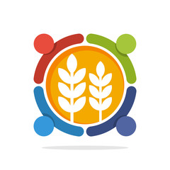 Vector illustration icon with the concept of partner cooperation in agriculture