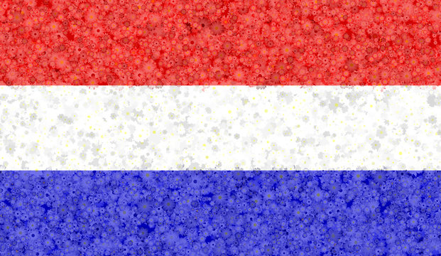 Illustration of a Dutch flag with a blossom pattern