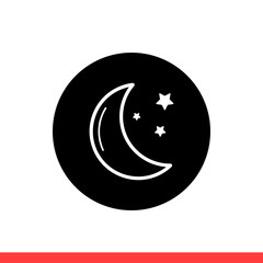 Moon star icon, night symbol. Vector illustration