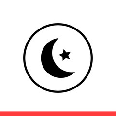 Moon star icon, night symbol. Vector illustration