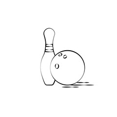 Bowling ball and bowling pins vector illustration