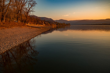 Danube sunset at Zebegény beach in november