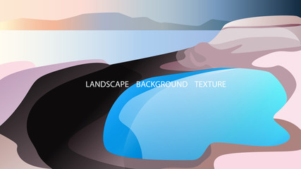 Landscape with lake and sea in the background. Vector illustrati