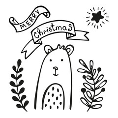 Christmas greeting card with bear