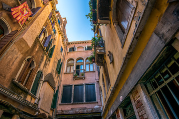 Europe. Venice. Italy. Beautiful medieval Venetian streets