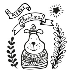 Christmas greeting card with dog